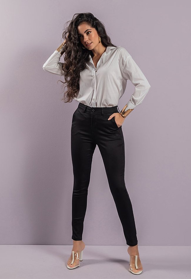 07 calca feminina alfaiataria colors bege acetinado