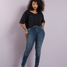 04 calca feminina skinny plus size denim escuro
