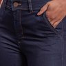 02 calca feminina bootcut com bolso faca denim escuro