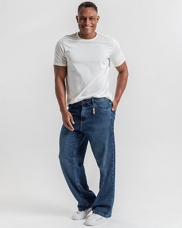 Calça Masculina Baggy Denim Médio - Black Jeans