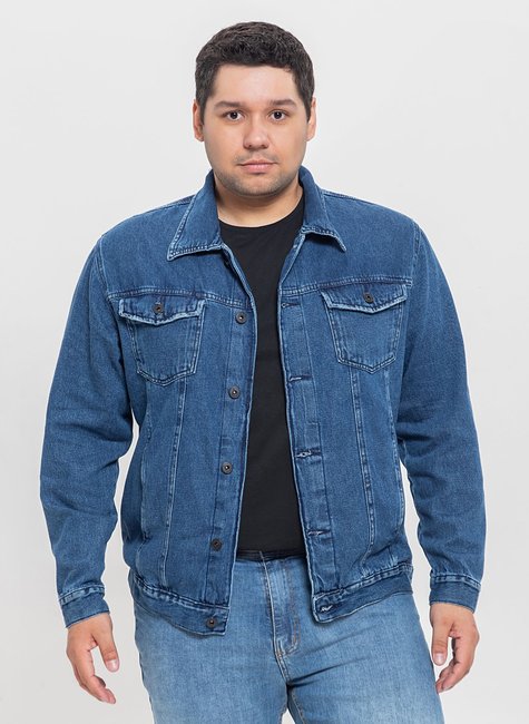 02 jaqueta masculina plus size denim escuro
