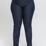 02 calca feminina reta plus size denim escuro