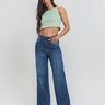 10 calca feminina wide leg denim escuro