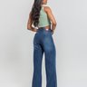 12 calca feminina wide leg denim escuro