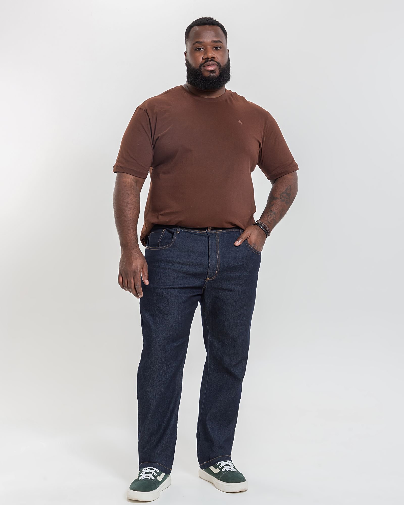 NULLUS Intertwined denim brownサイズ2 Calça Masculina Reta Plus Size Denim Escuro - Black Jeans