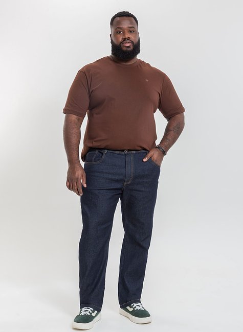 17 calca masculina reta plus size denim escuro