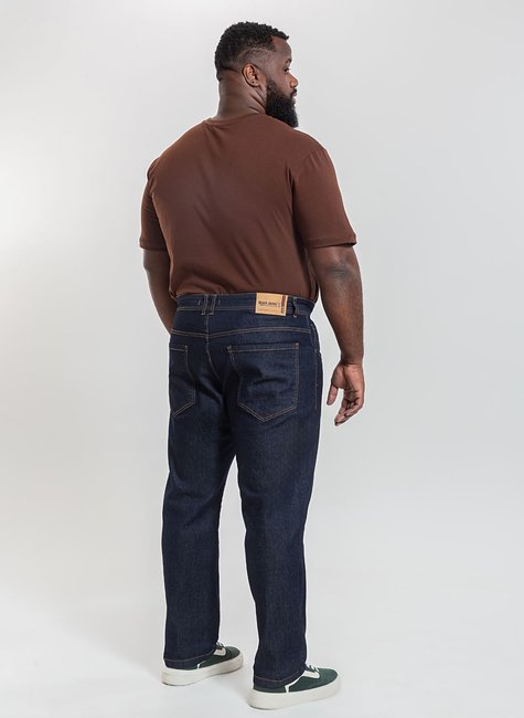 19 calca masculina reta plus size denim escuro