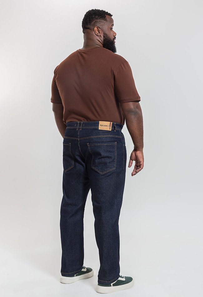 Calça Masculina Reta Plus Size Denim Escuro - Black Jeans
