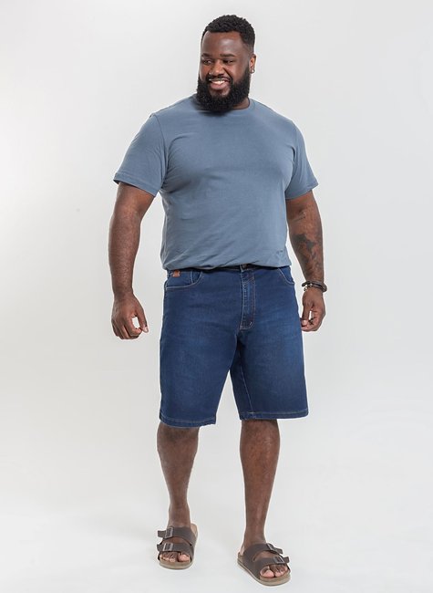 01 bermuda masculina plus size denim escuro