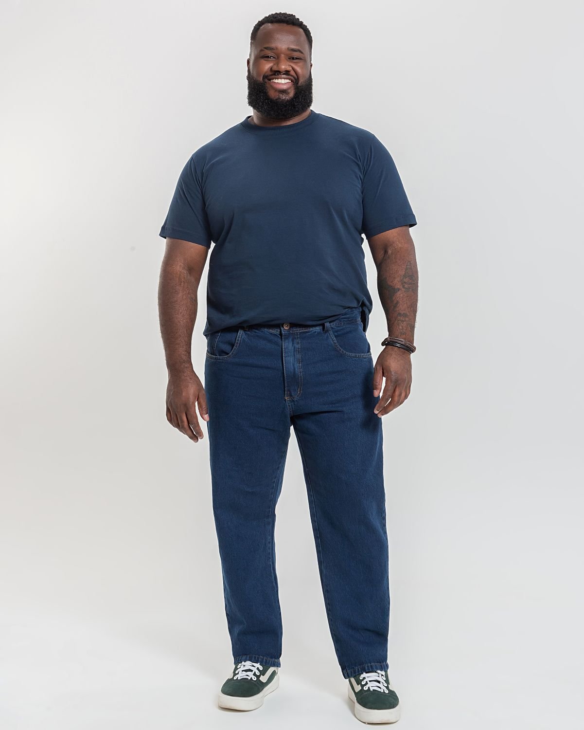 Calça Masculina Reta Plus Size Denim Escuro - Black Jeans