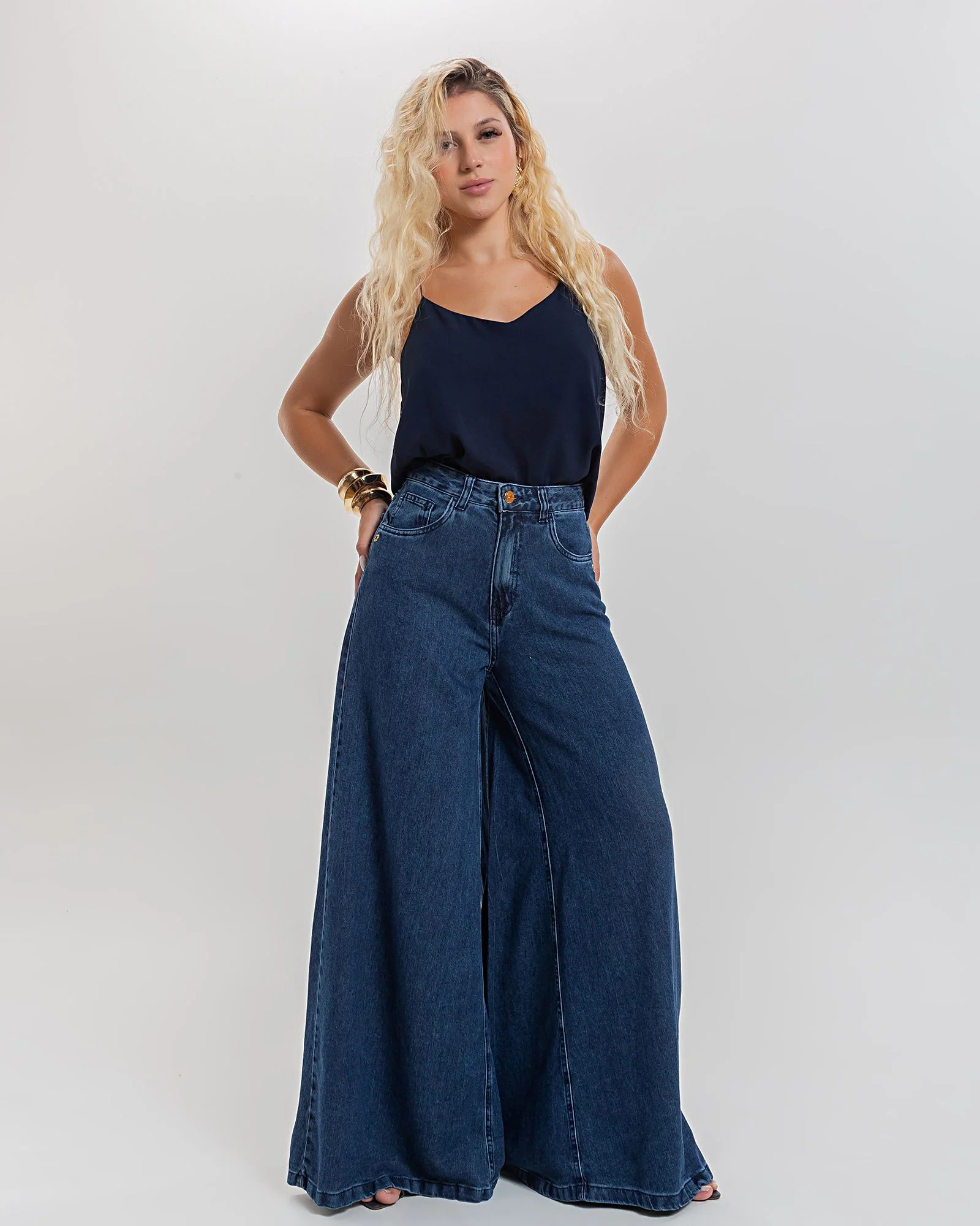 【BLACK】Light denim wide pants Wide Leg - BLACK JEANS - Black Jeans